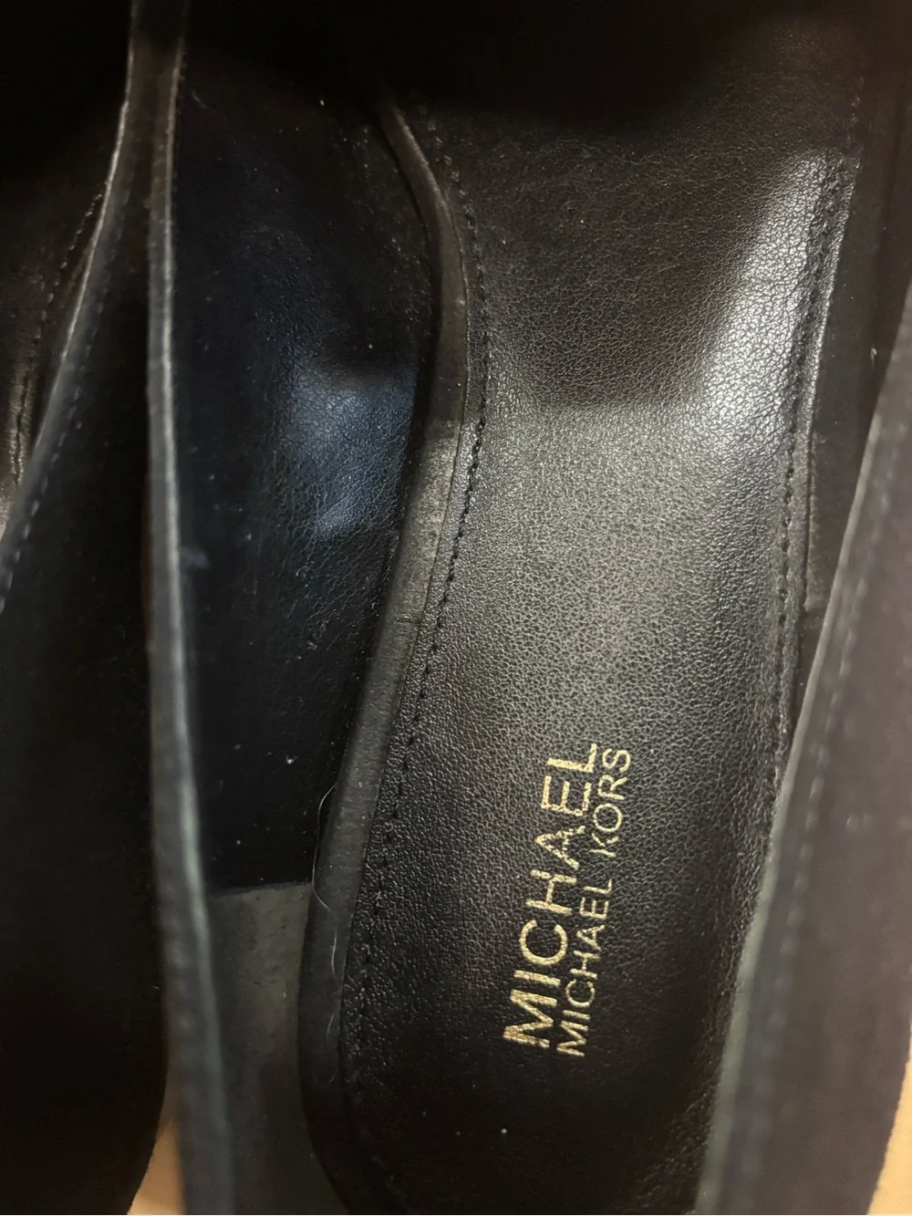 MICHAEL Michael Kors Black Suede Loafers with Gold Star Appliqués